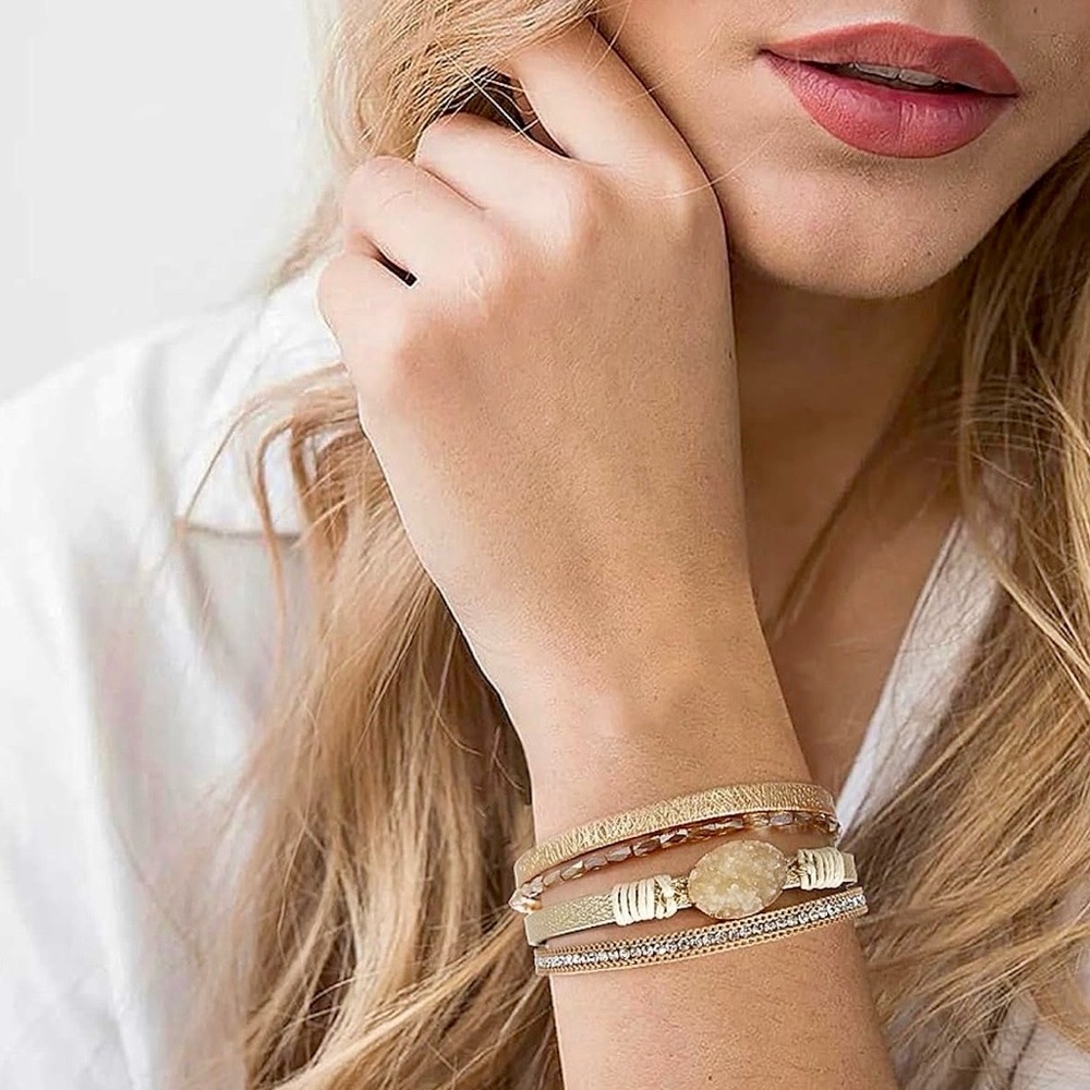 Layered Wrap Bracelet Multilayered with Magnetic Clasp - Picture 5 of 9